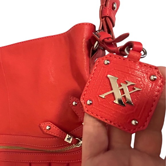 29. XX Maxx NY Large Shoulder Hobo Bag Hot Red Cowhide Leather - Picture 9 of 14